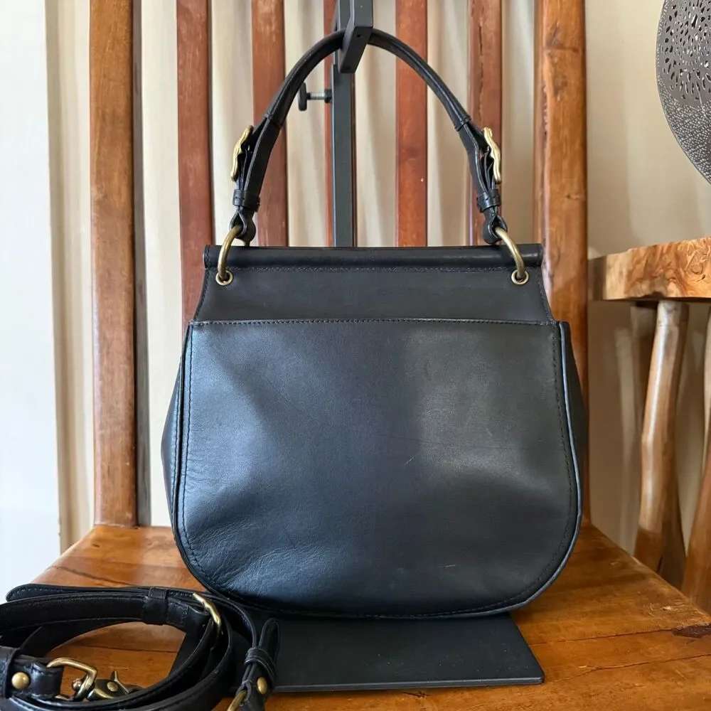 Coach Willis 70th Anniversary Black Leather Satchel Crossbody Bag 19132 Brass - Picture 4 of 17